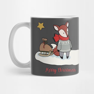 Cute fox on a  Christmas card Mug